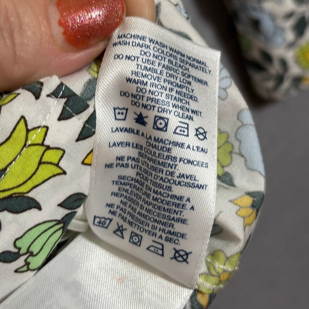 Lands' End Blouse 6P Floral Print Long Sleeve Cotton Garden Cottagecore - Picture 4 of 7